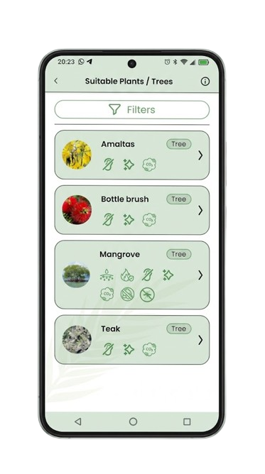 Plant Me Right mobile results screen