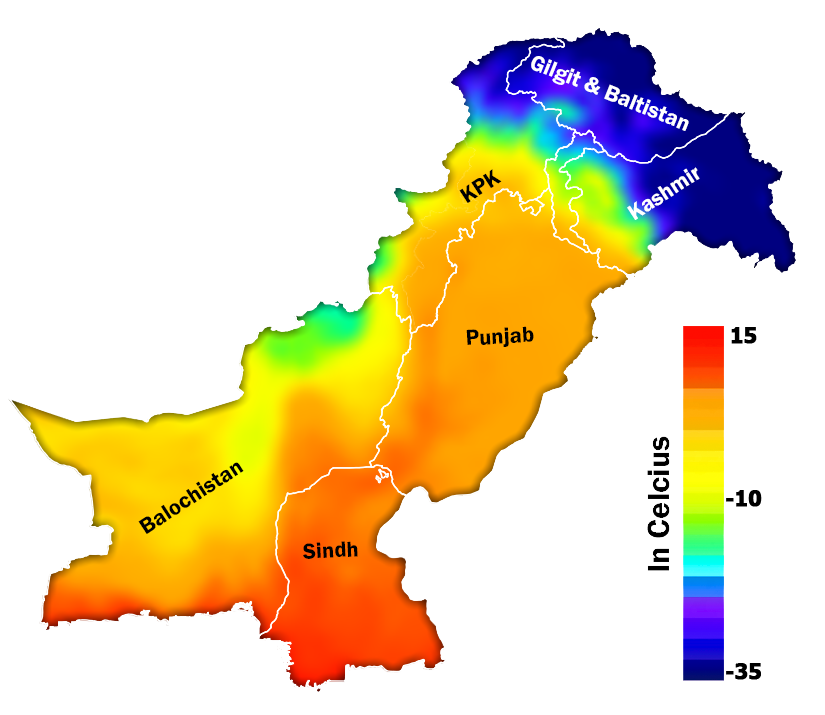 Average Minimum Temperature in Pakistan (1995-2020)