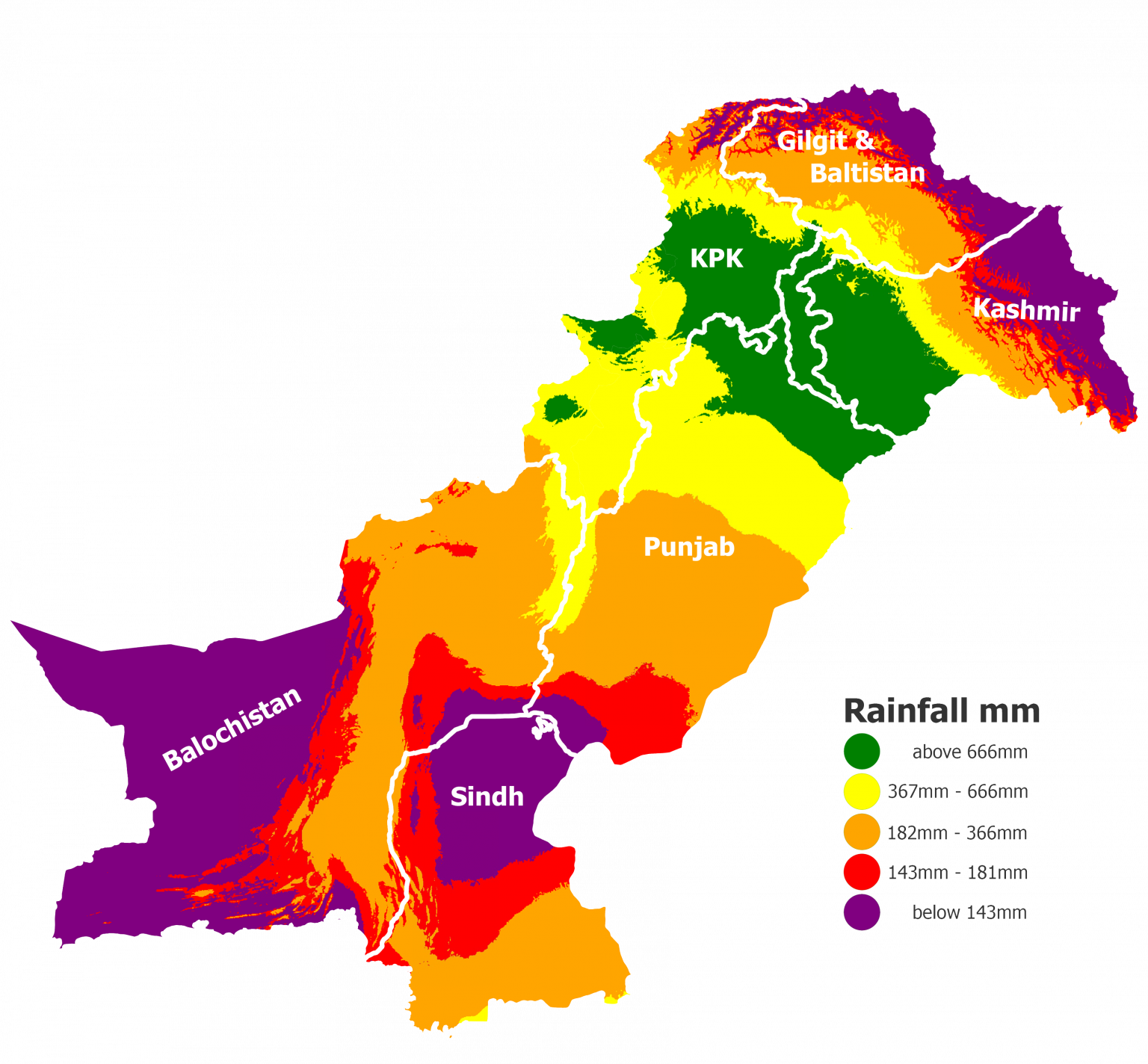 Rainfall Distribution in Pakistan (1995-2020)